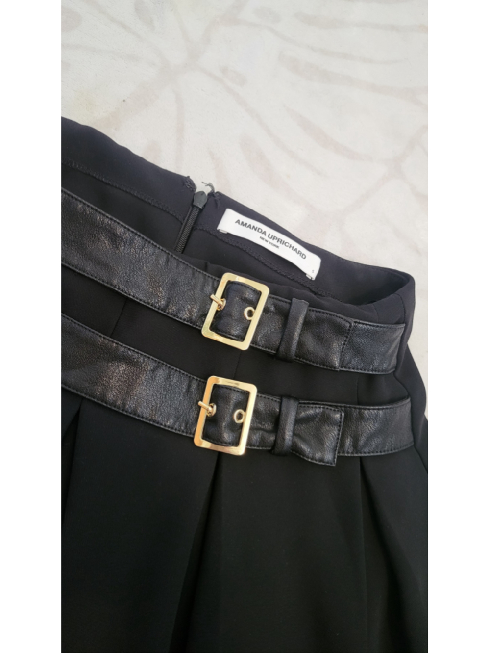Amanda Uprichard Sanders Belted Black Pleated Mini Skort Size S - Picture 4 of 6